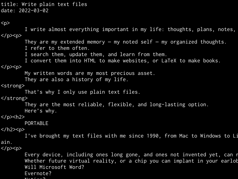 screen shot of the text of this post